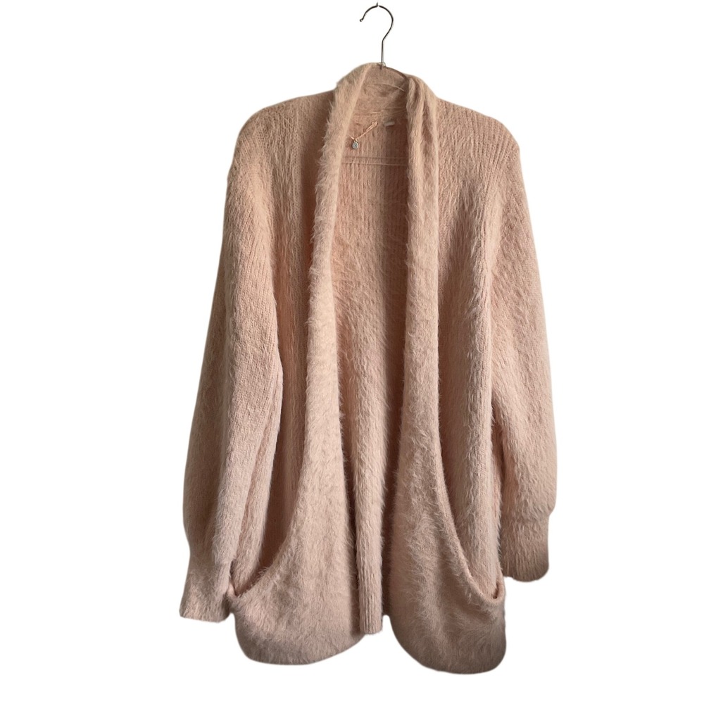 Anthropologie Knitted & Knotted Orange Eyelash Longline Cardigan with Pockets XL